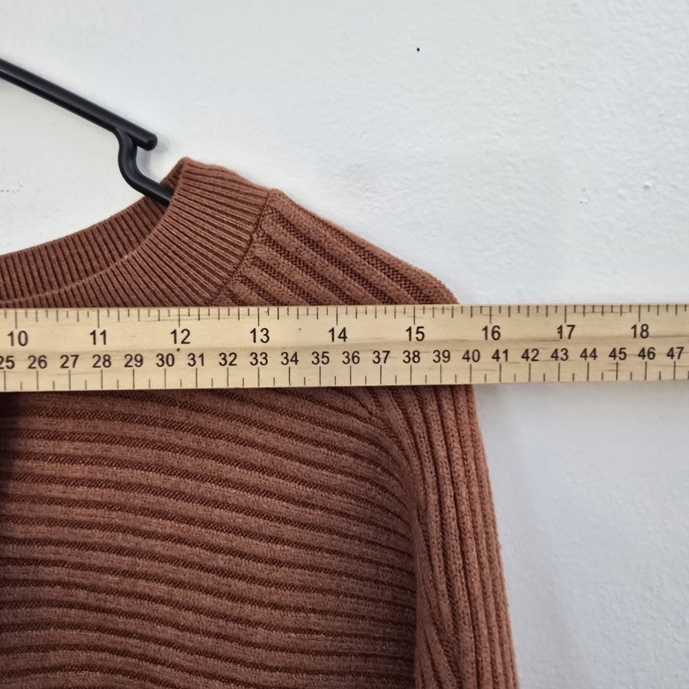 Boxy Ribbed Crewneck Sweater in Rust Orange - Picture 6 of 7